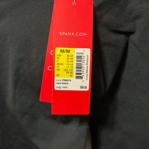 Spanx Long Sleeve Bodysuit Medium Black Dancewear Shapewear New w/Tags Slimming - Picture 4 of 7